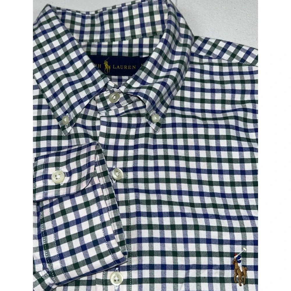 Polo Ralph Lauren Men's Medium Gingham Check Flesh Pony Button Down - Picture 1 of 9
